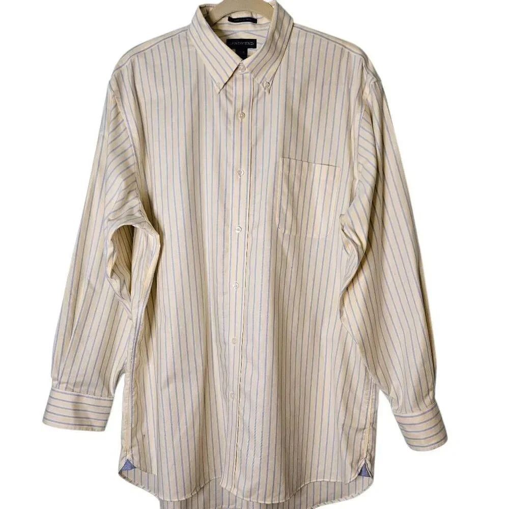 Lands' End mens button down, yellow/blue. XL. #932